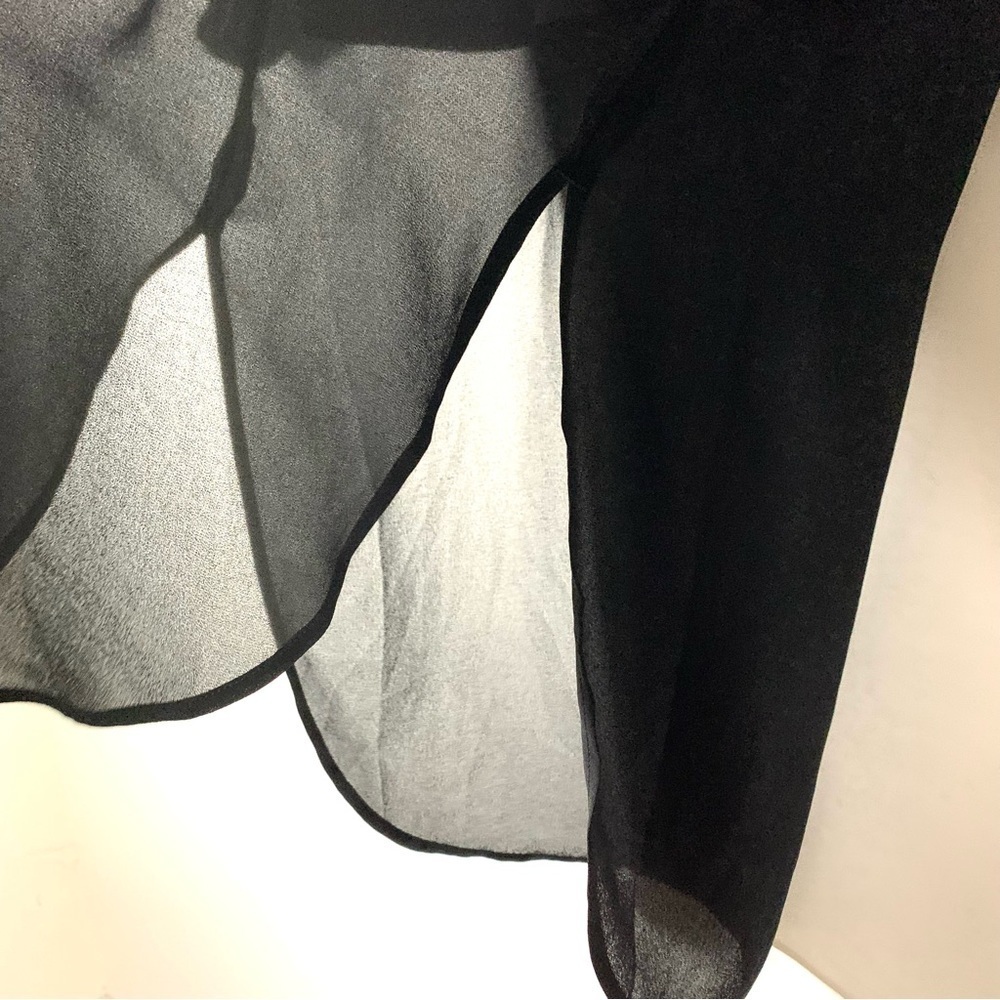 Chico’s Black sheer chiffon 3/4 Sleeve tunic 2/$35 - Picture 4 of 10